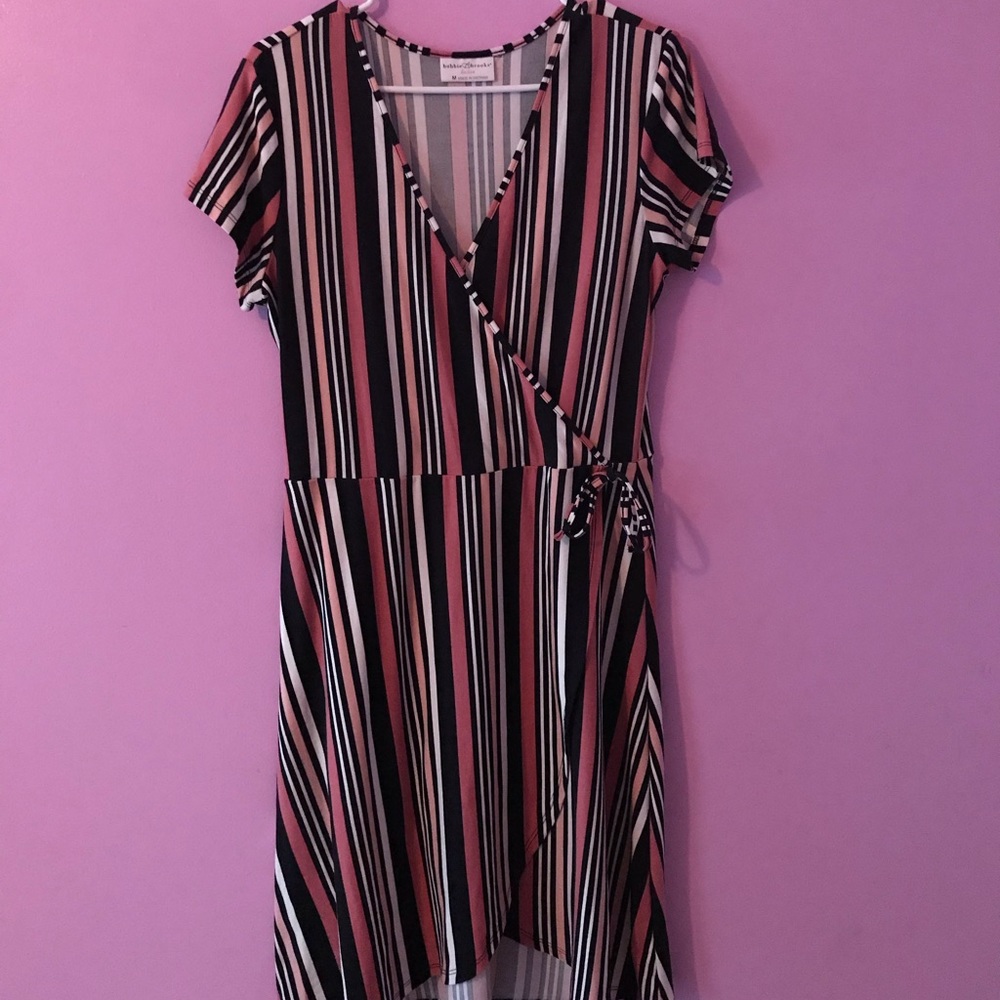 Pink and black long summer dress
